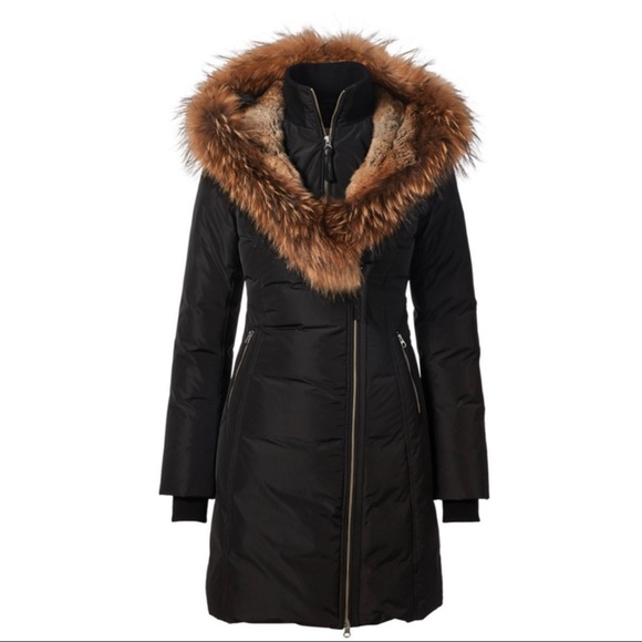 MACKAGE TRISH DOWN COAT WITH FUR HOOD 3/4 LENGTH
